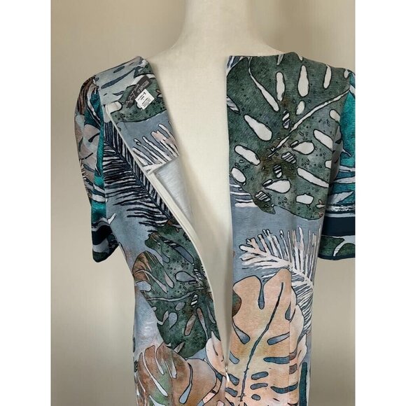 SIMPLY ART by Dolcezza Dress Size Large Blue Tropical Back Zipper - Picture 7 of 8